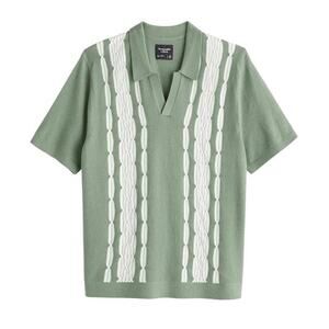 Green a&f knit stitched polo